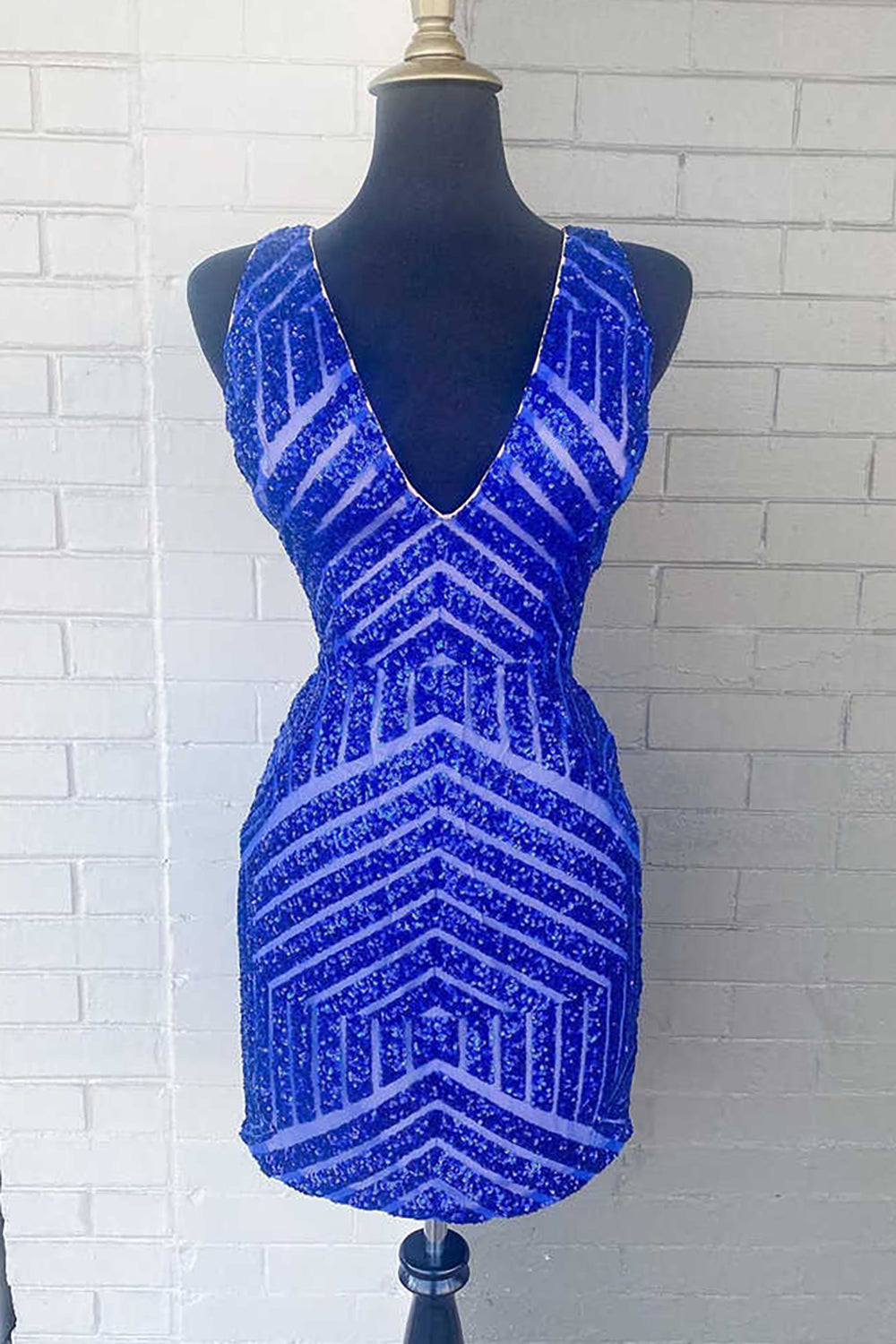 Orange Sequins V-Neck Tight Homecoming Dress/Mini Dress