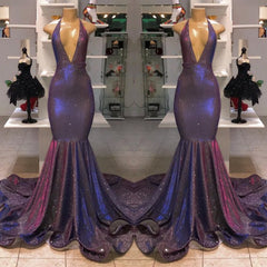 Halter V-Neck Mermaid Evening Dress With Sequins