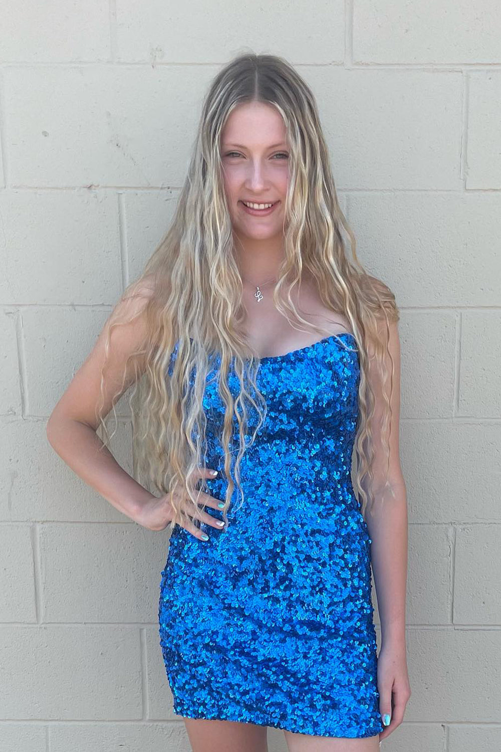 Sparkly Golden Sequins Strapless Sleeveless Tight Homecoming Dress/Mini Dress