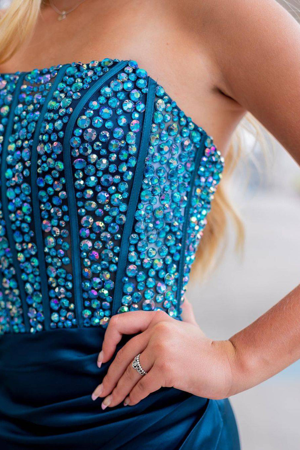 Royal Blue/Blue Mermaid Prom Dress with Beading 鈥?Strapless Long Style for a Captivating Look