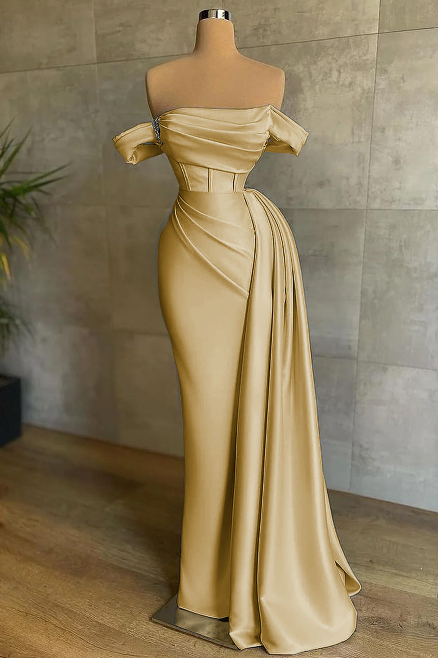 Nobel Off-the-Shoulder White Strapless Mermaid Evening Dress With Ruffles