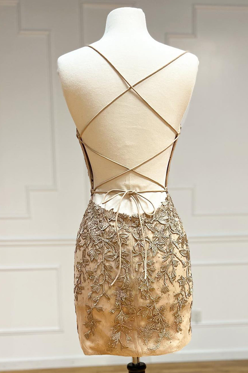 Orange Spaghetti Straps Tight Short Homecoming Dress/Mini Dress with Appliques