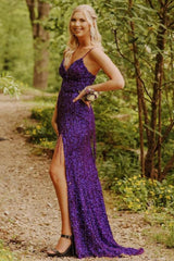 Prom Dress with Black Sequins and Spaghetti Straps
