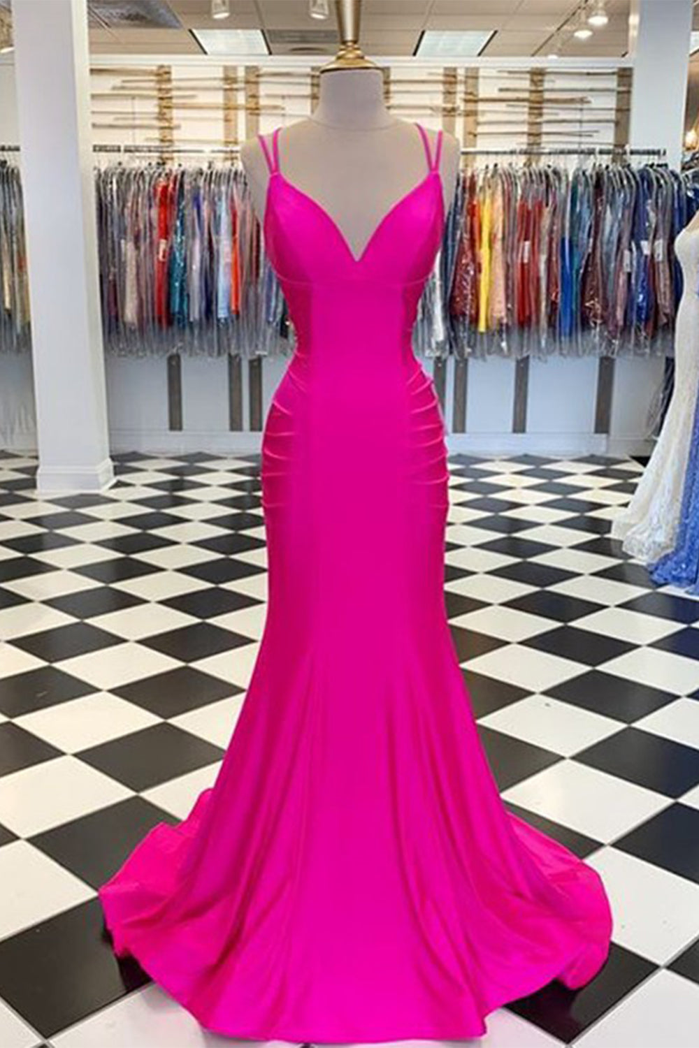 Prom Dress in Hot Pink with Mermaid Silhouette