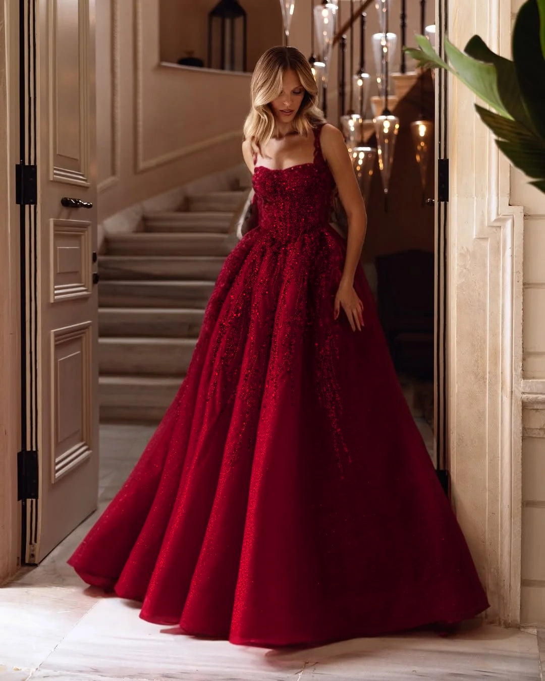 Spaghetti Strap Sleeveless Long A Line Formal Dress With Beading