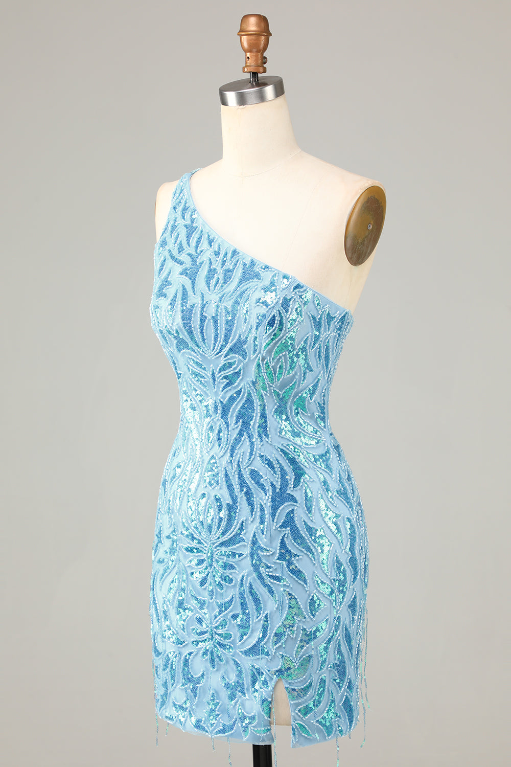 Sparkly Blue Beaded Fringed Tight Short Homecoming Dress/Mini Dress