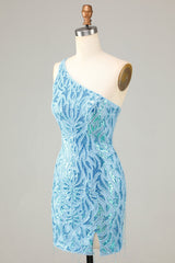 Sparkly Blue Beaded Fringed Tight Short Homecoming Dress/Mini Dress