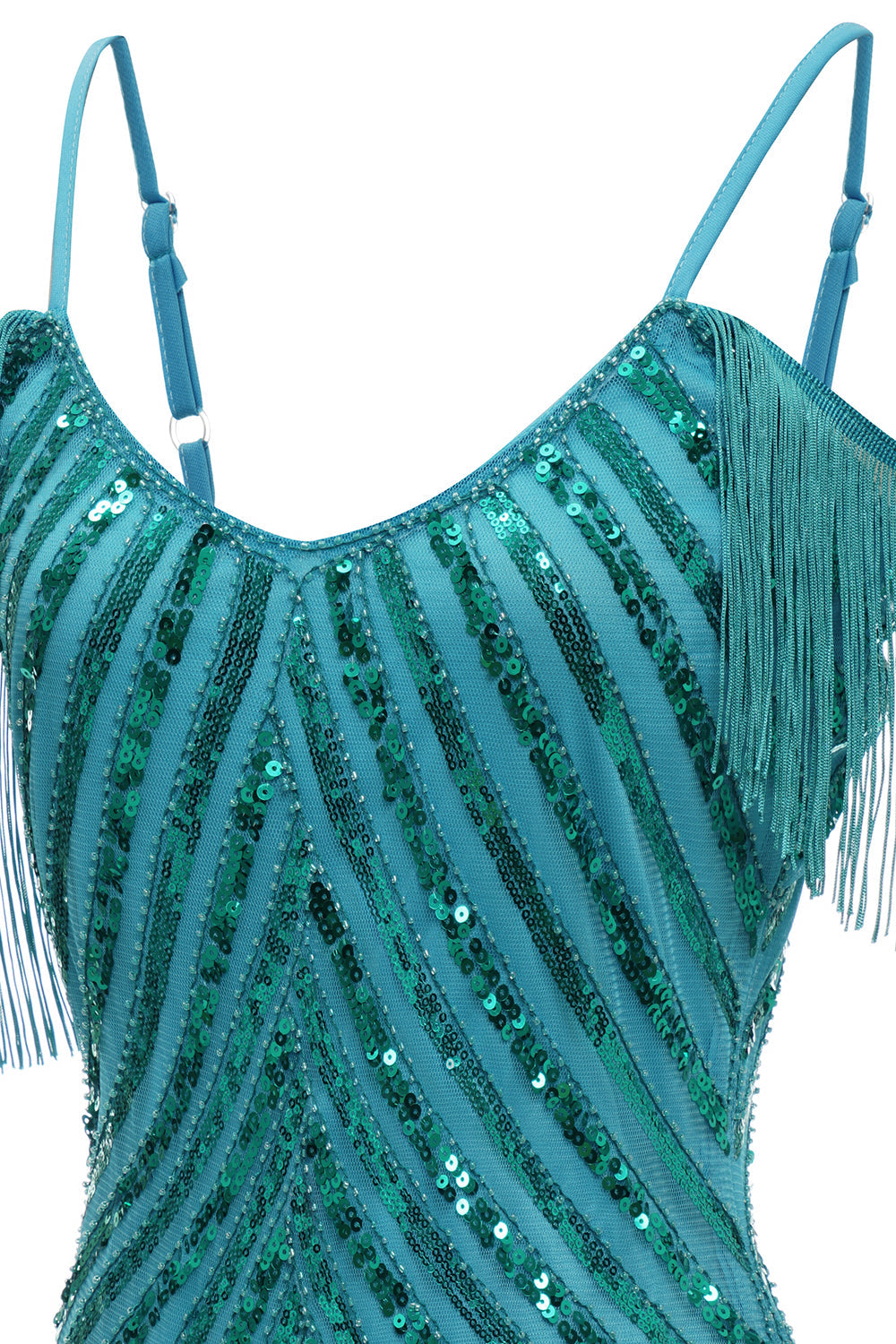 Sparkly Turquoise Tight Sequins Short Homecoming Dress/Mini Dress with Fringes