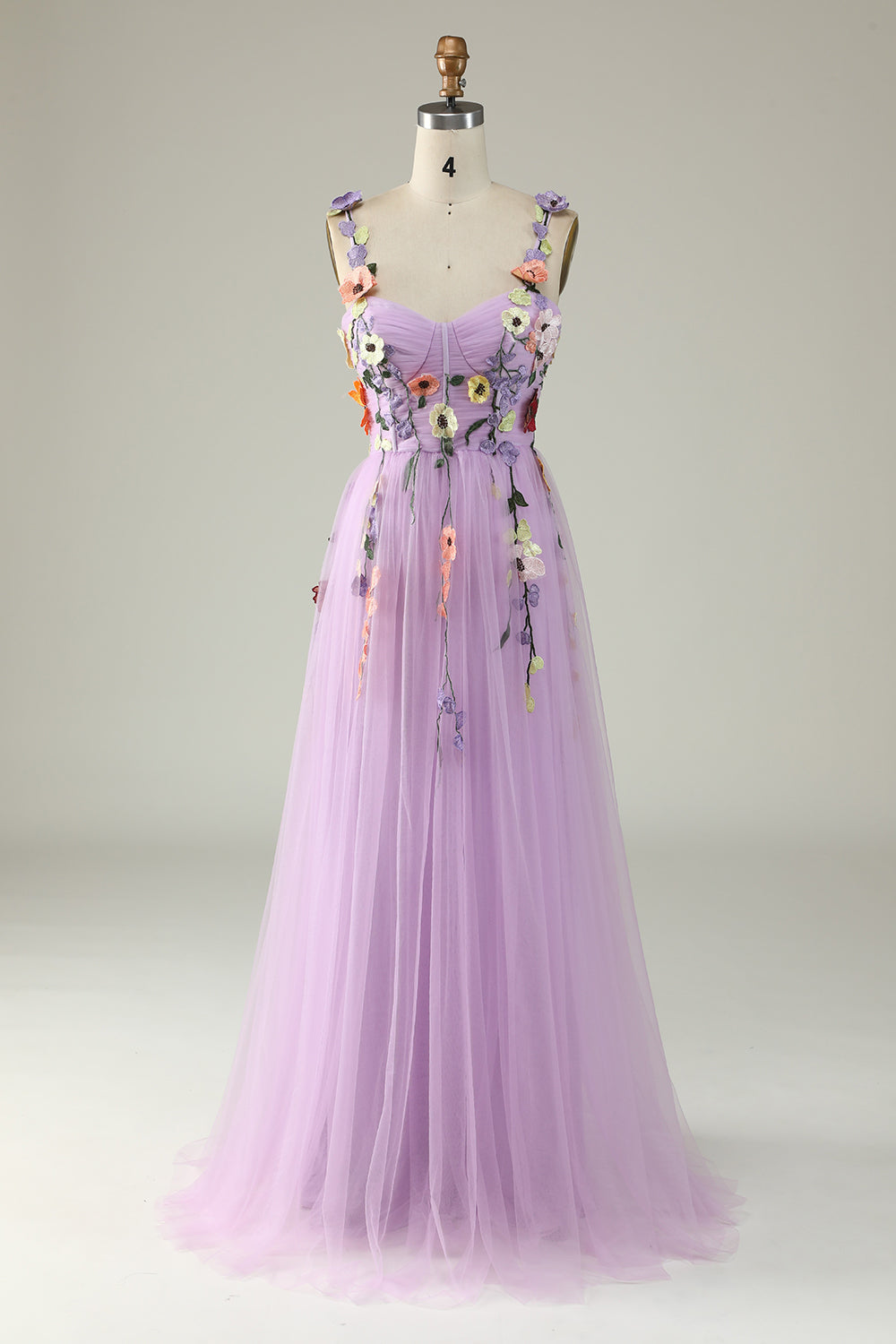 Champagne Long Prom Dress with Spaghetti Straps and Appliques in A-Line Style