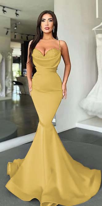 Mermaid Red Spaghetti Strap Sleeveless Sweetheart Formal Dress With Sequins