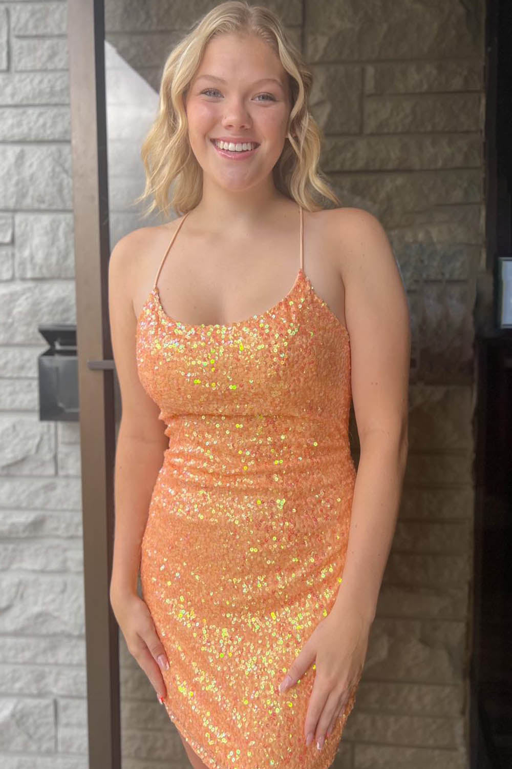 Sparkly Fuchsia Sleeveless Sequin Tight Short Homecoming Dress/Mini Dress