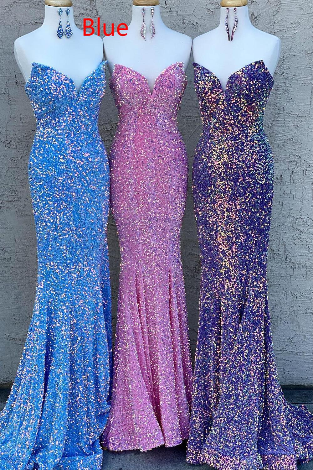 Dark Green Sequined Long Prom Dress with Sweetheart Mermaid Silhouette