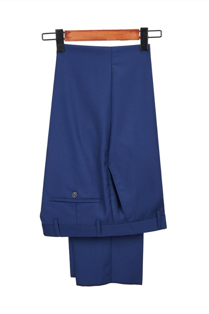 Stylish Royal Blue Stitching Velvet One-Button Shawl Lapel Suits for Wedding Party