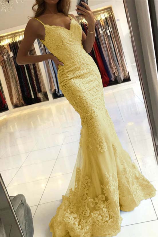 Spaghetti-Straps Mermaid Sky Blue Evening Dress