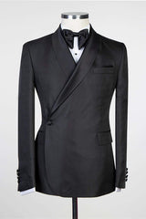 Fashion Simple Black Shawl Lapel Men's Suits for Wedding