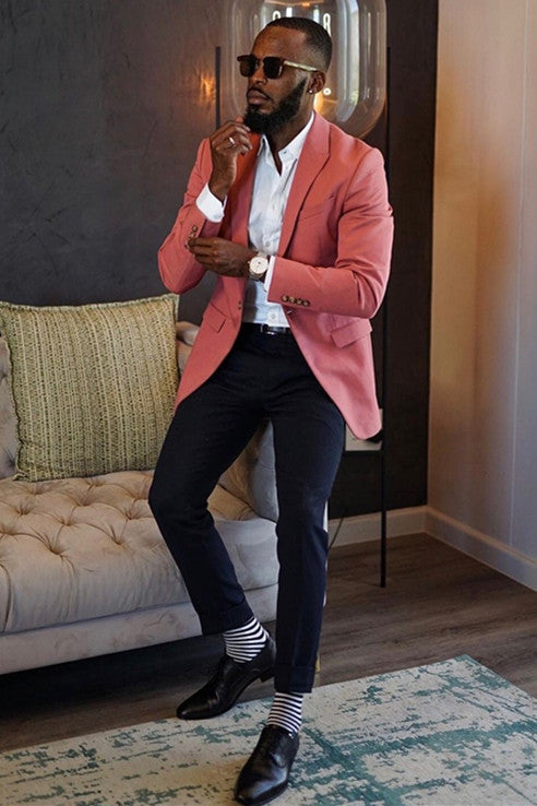 Fashion Braden Pink Two-Piece Morning Suit Wedding with Peaked Lapel
