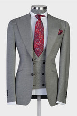 Eugene Latest Design Three-Piece Gray Peaked Lapel Men's Suits