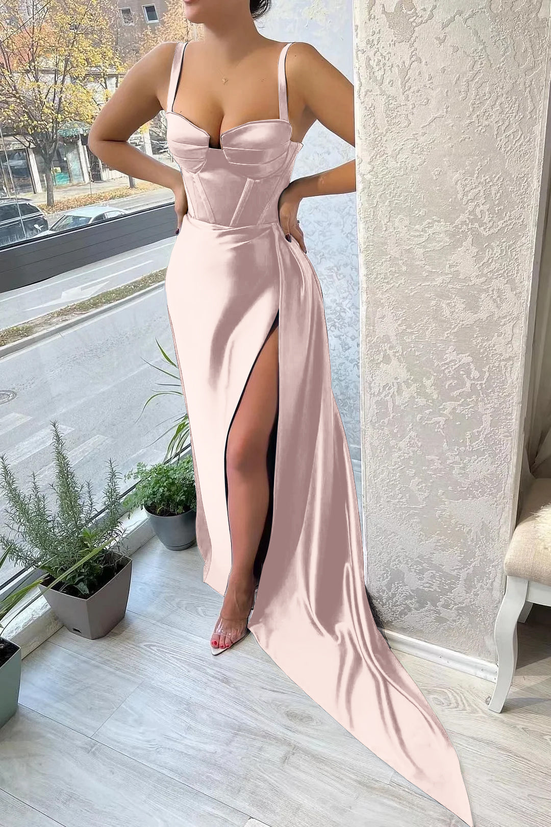 Elegant Straps Mermaid Evening Dress Sleeveless With Split