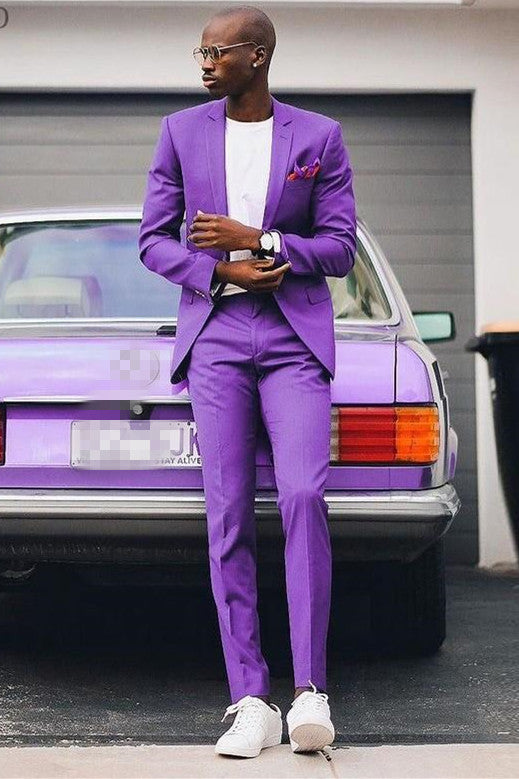 Elegant Purple Notched Lapel Homecoming Prom Suit for Guys
