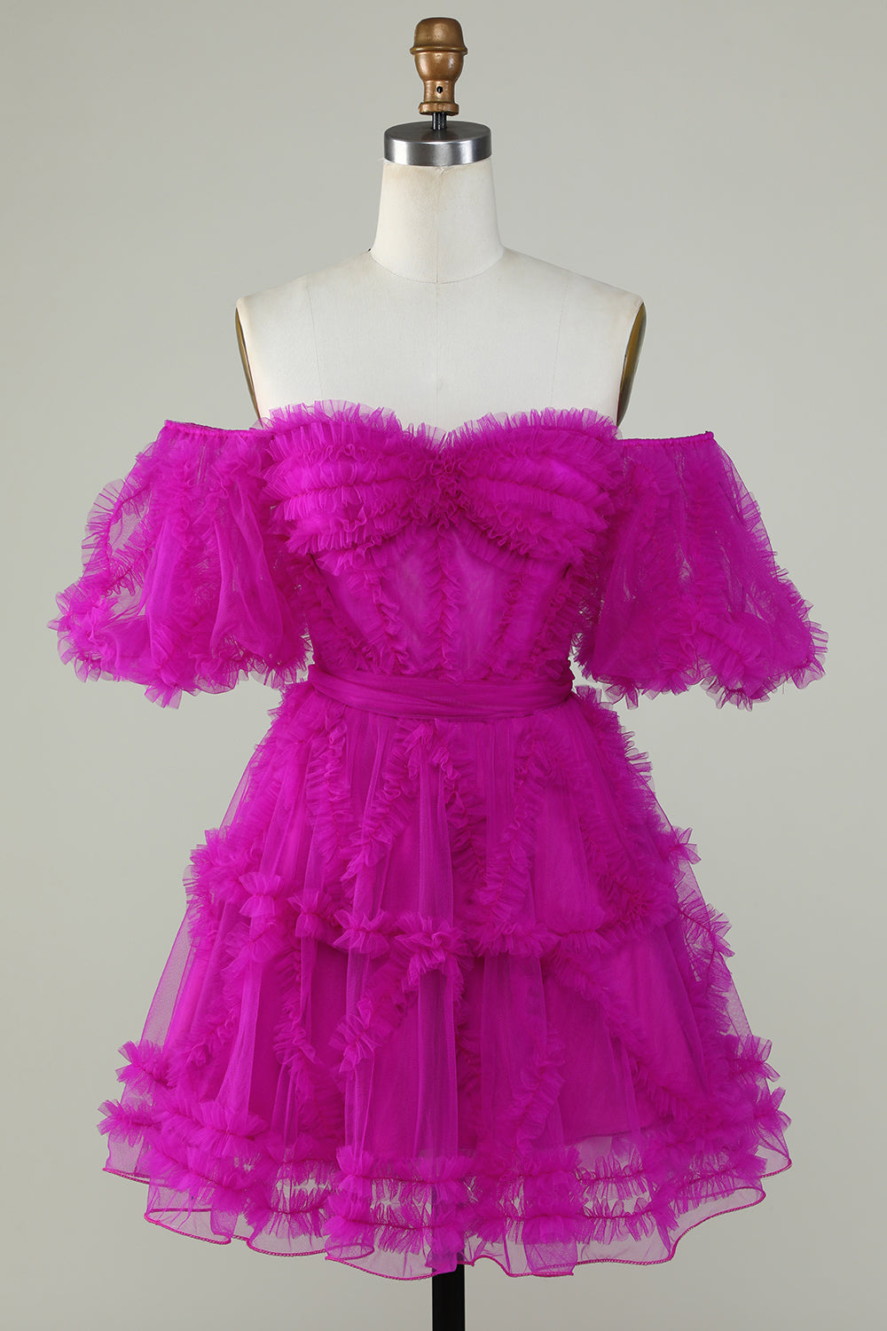Fuchsia Corset A-Line Short Homecoming Dress/Mini Dress