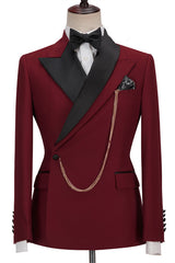 Newest Fashion Red Peaked Lapel Prince Prom Suits