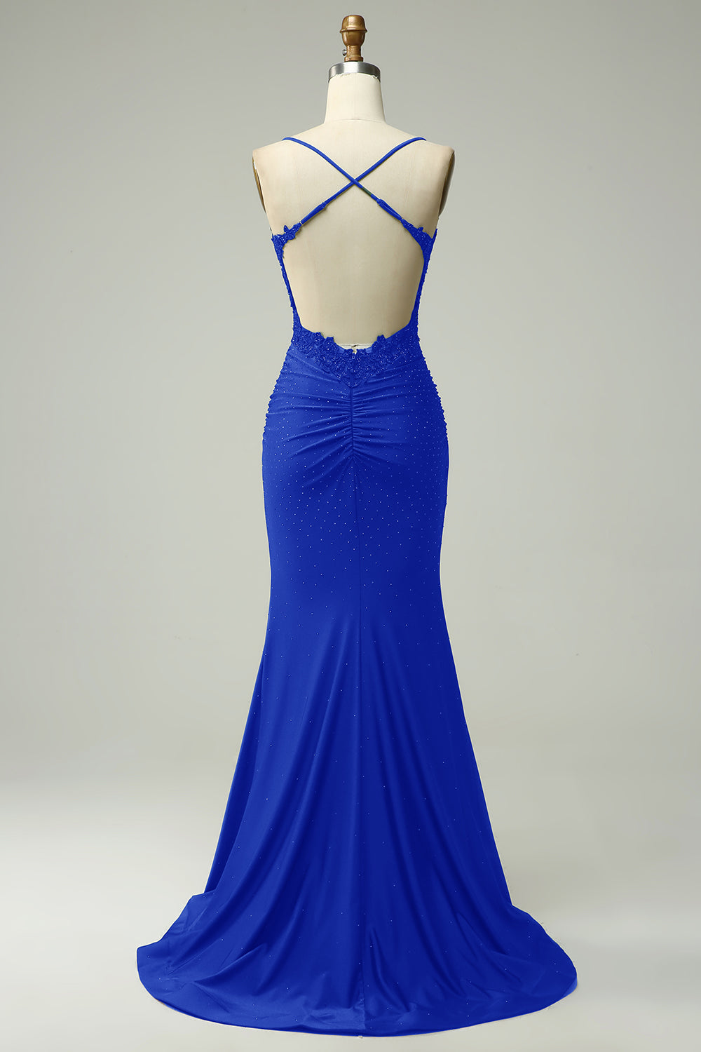 Royal Blue Long Prom Dress with Mermaid Spaghetti Straps and Appliques