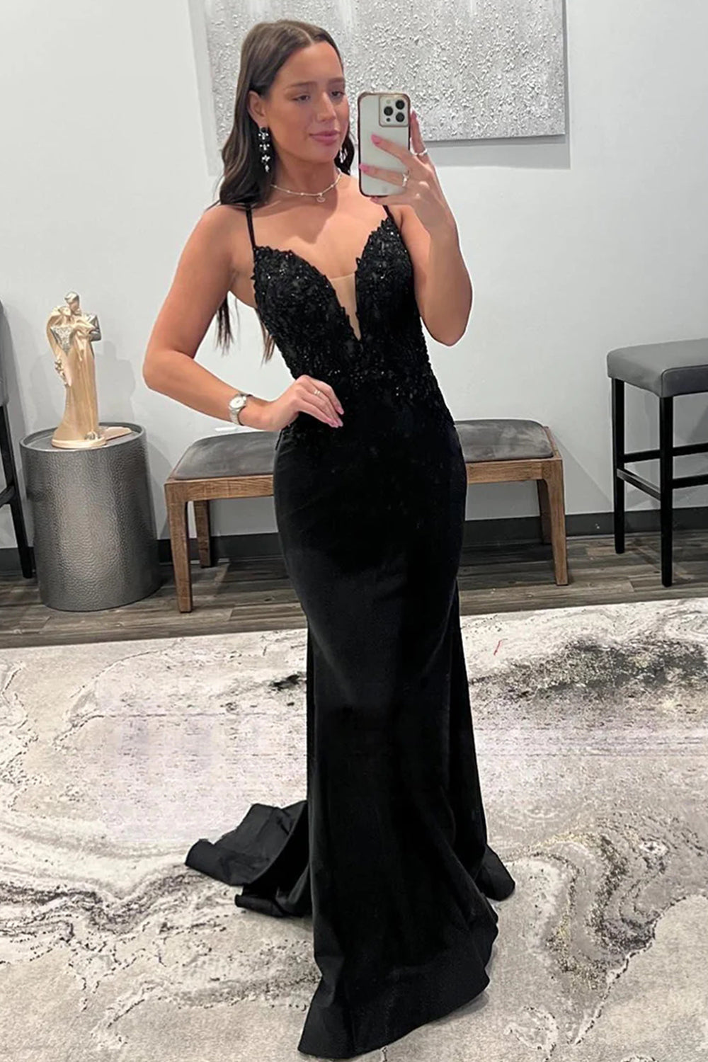 Long Black Mermaid Prom Dress with Sparkly Sequins
