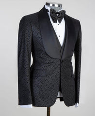 Modern Black Shawl Lapel Three-Piece Men's Suits for Wedding