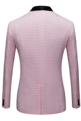 Fashionable Pink Slim Fit Shawl Lapel Dot Wedding Tuxedo