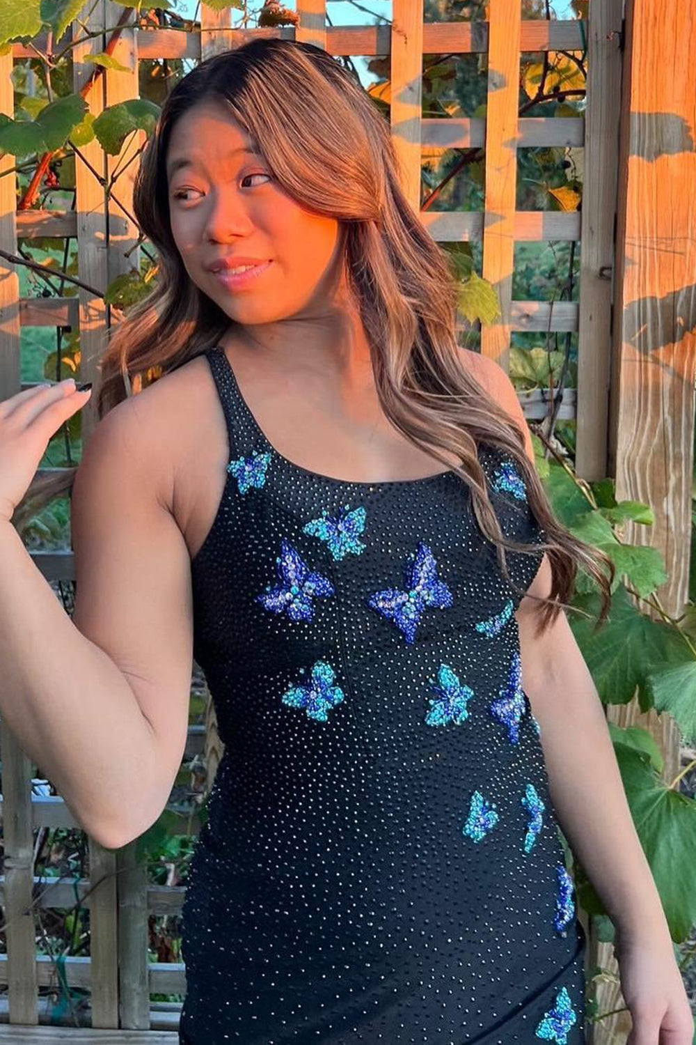 Sparkly Royal Blue Beaded Butterflies Tight Short Homecoming Dress/Mini Dress