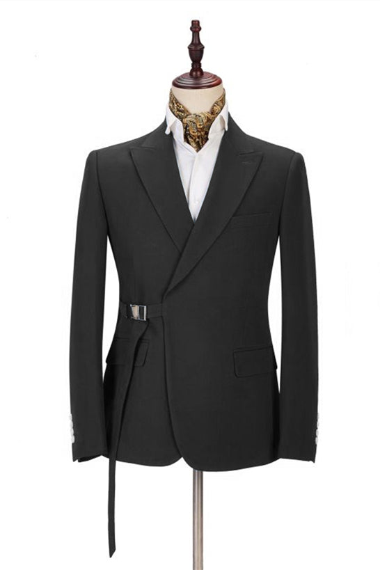 High-Quality Buckle Button Peak Lapel Business Bespoke Prom Suit for Guys