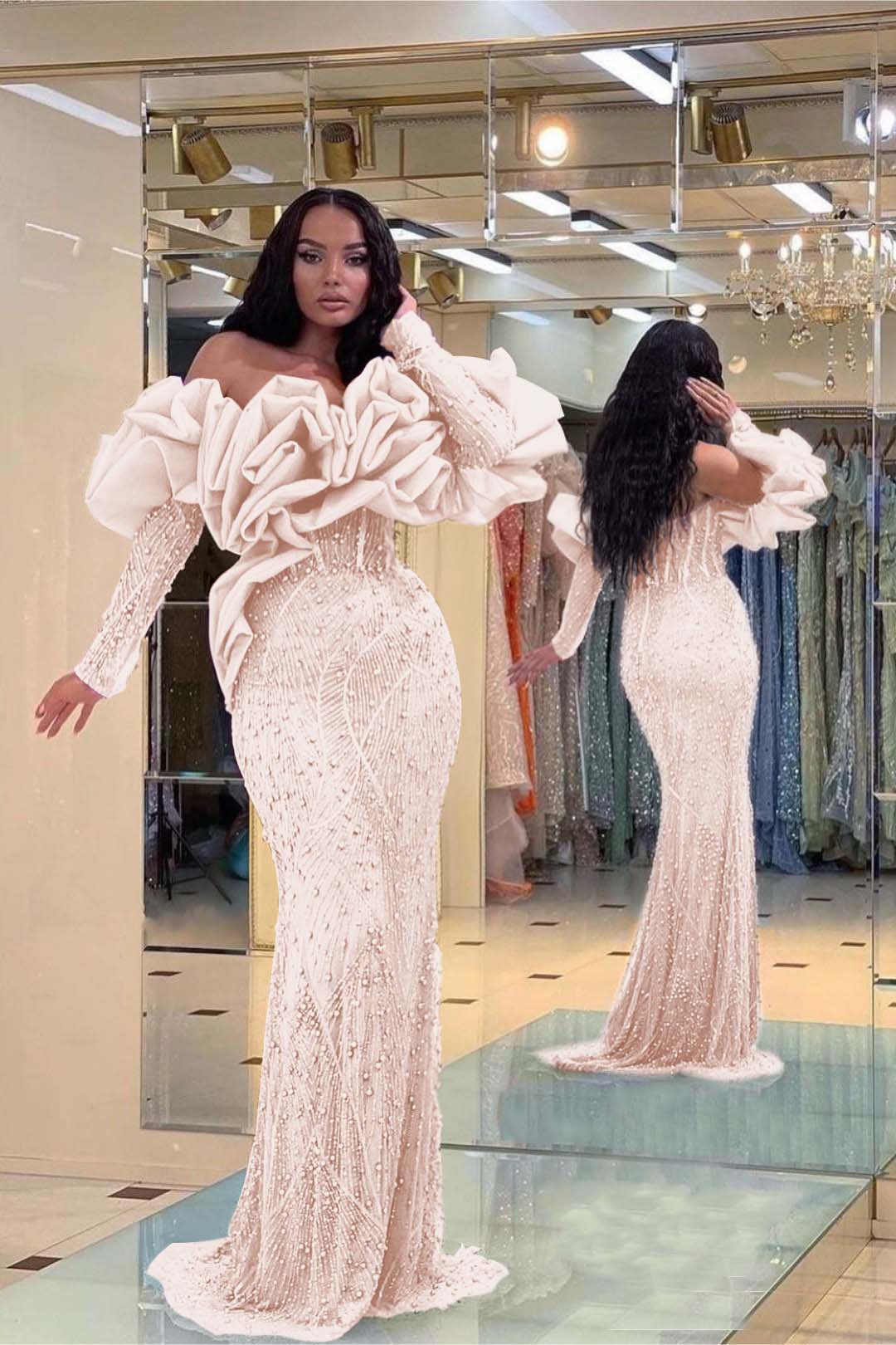 Formal Dress Purple Bubble Sleeves Long Strapless Sequins Beading