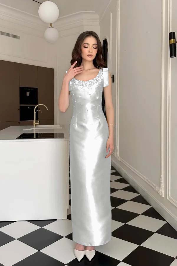 Glamorous Straps Sleeveless Long Formal Dress With Appliques Beading