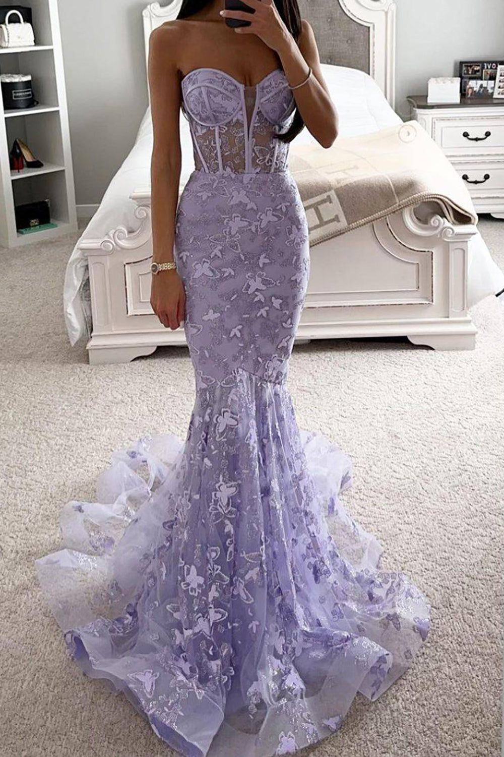 Elegant Blue Mermaid Sweetheart Corset Prom Dress Featuring Embroidery