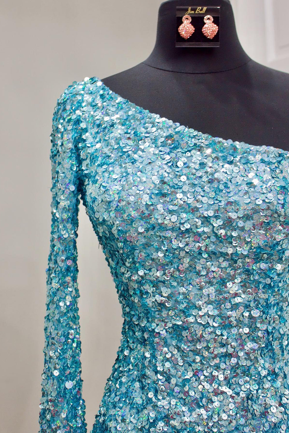 Blue Sequins Homecoming Dress/Mini Dress with Sleeves