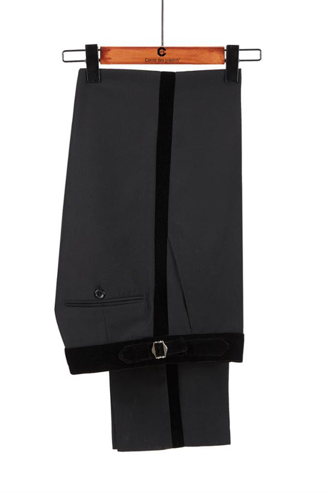 Shining Dark Navy Black Double-Breasted Prince Suit for Wedding with Shawl Lapel