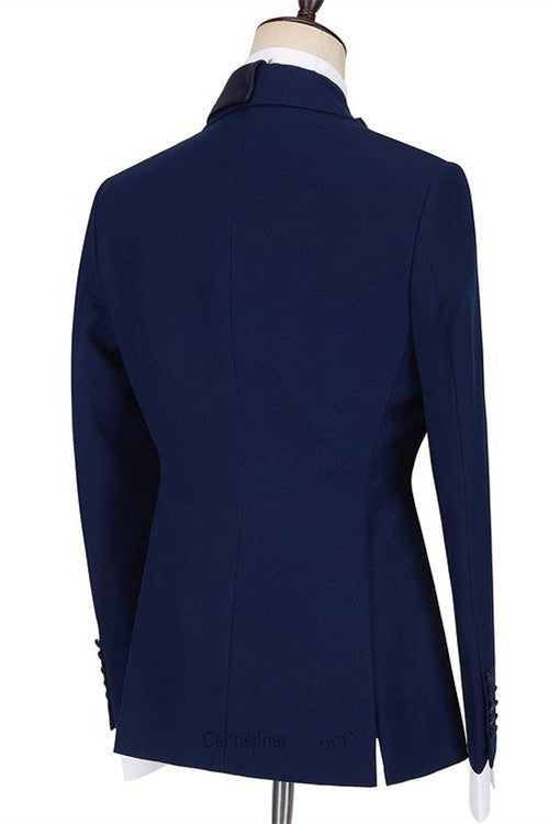 Fashion Dark Navy Peaked Lapel Formal Dinner Prom Suits