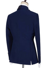 Fashion Dark Navy Peaked Lapel Formal Dinner Prom Suits