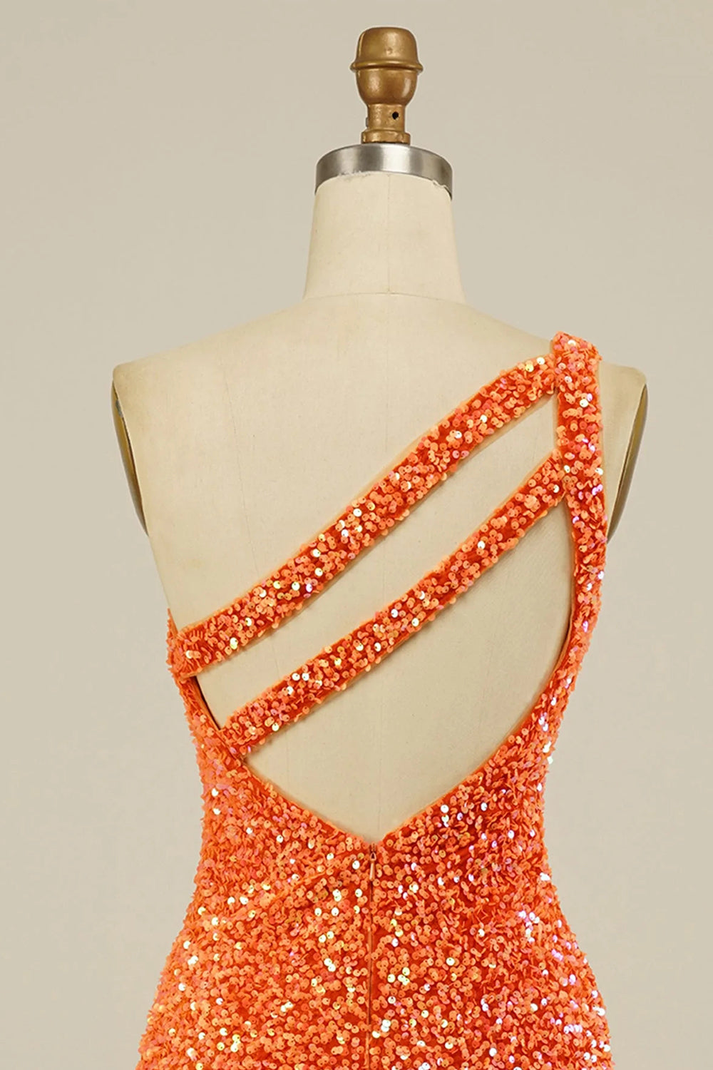 Sparkly Yellow Open Back One Shoulder Sequins Tight Homecoming Dress/Mini Dress
