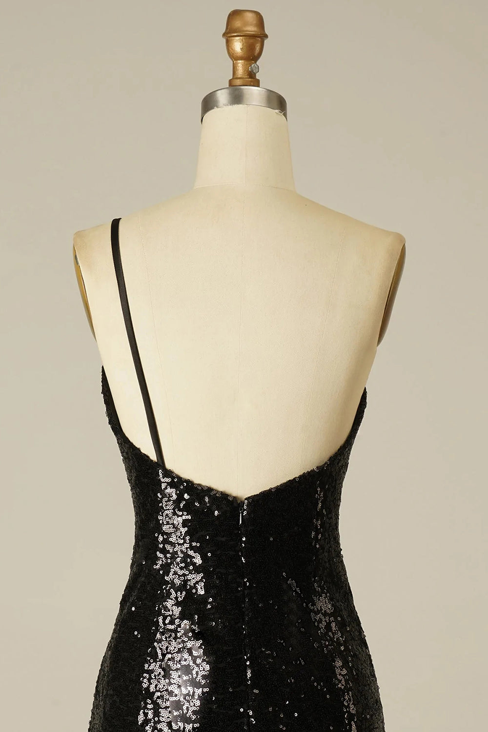 Glitter One Shoulder Tight Black Homecoming Dress/Mini Dress
