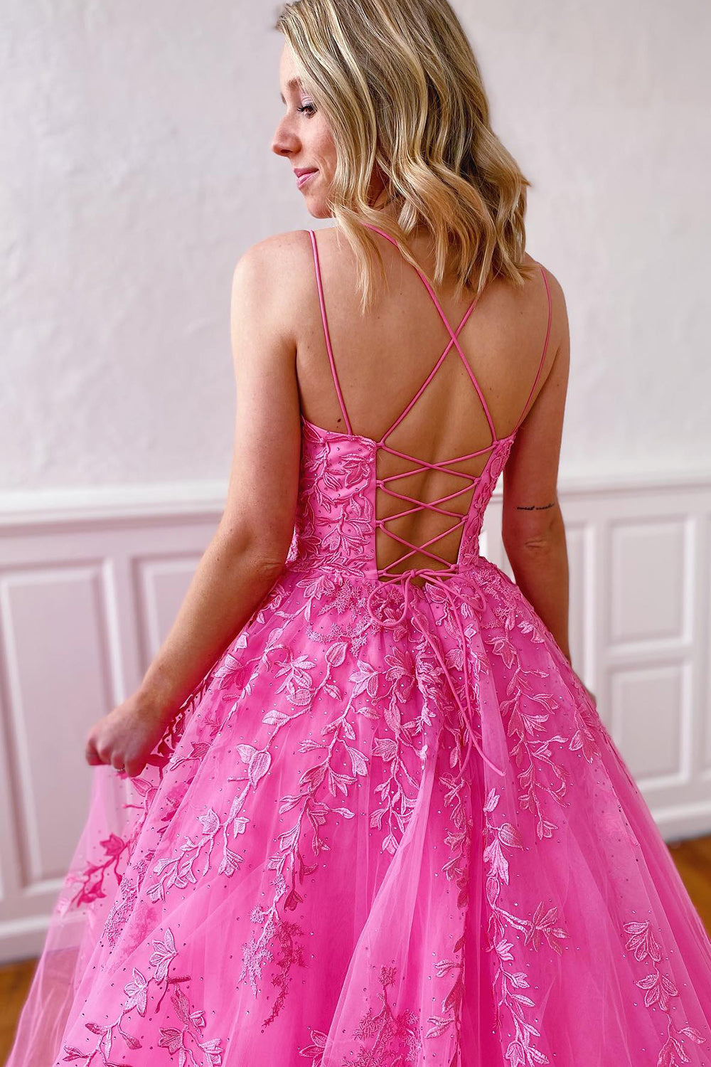 Red Princess Prom Dress with Spaghetti Straps