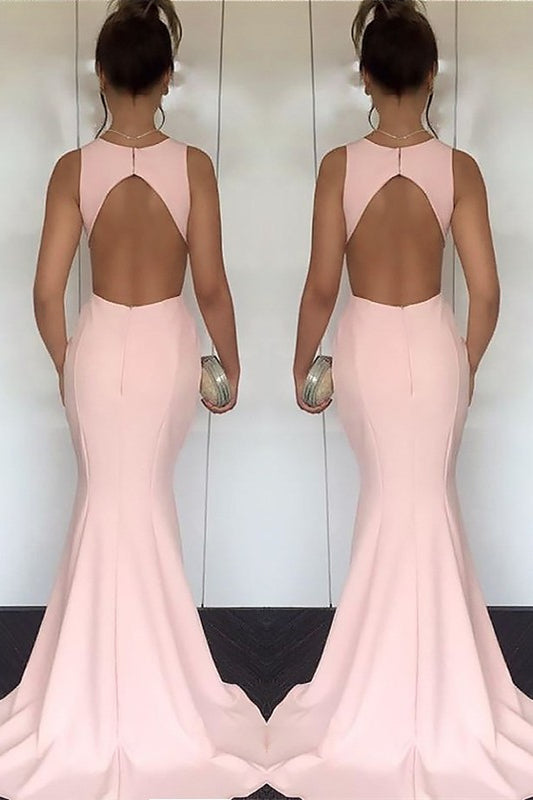 Mermaid Pink Long Evening Dress