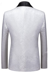 Glamorous Shawl Lapel One-Button Wedding Tuxedo with White Jacquard