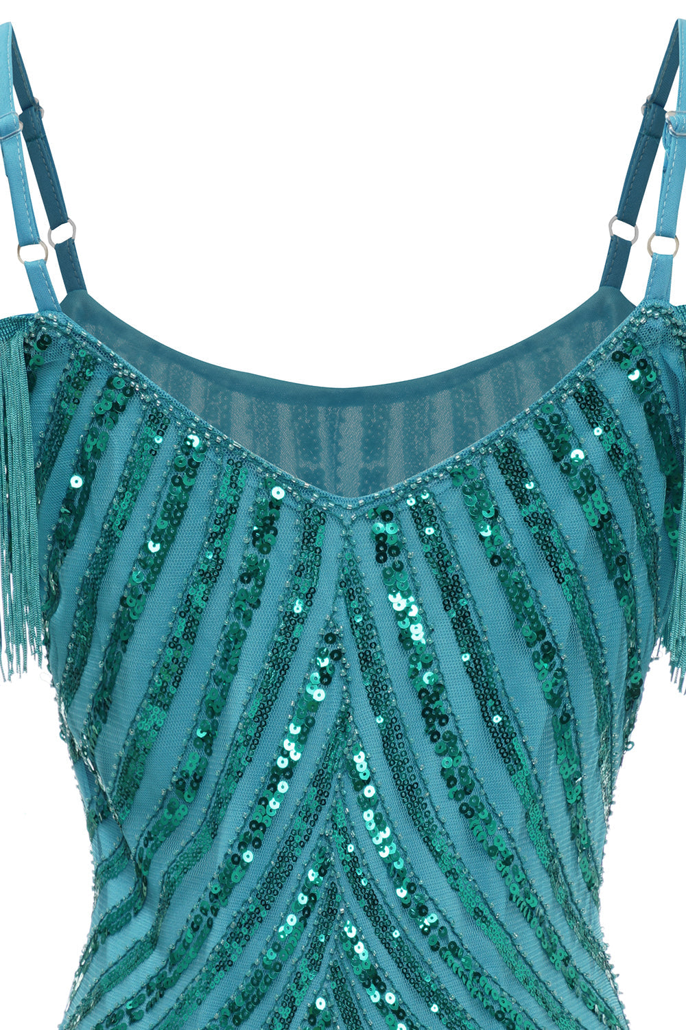 Sparkly Turquoise Tight Sequins Short Homecoming Dress/Mini Dress with Fringes