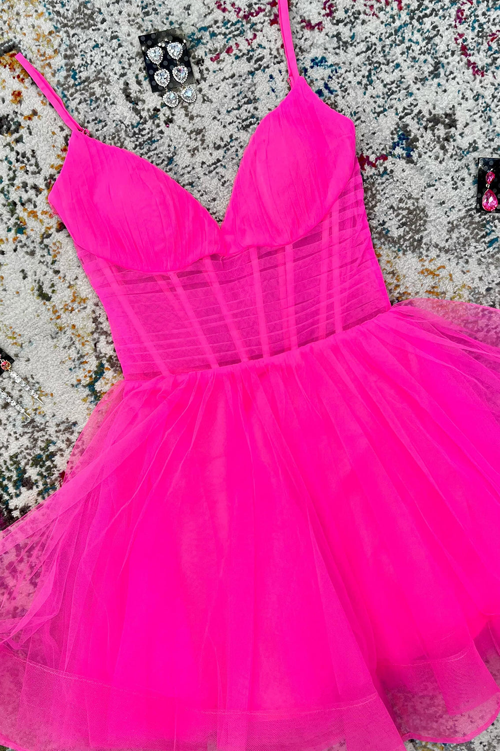 Black Corset A-Line Short Tulle Homecoming Dress/Mini Dress