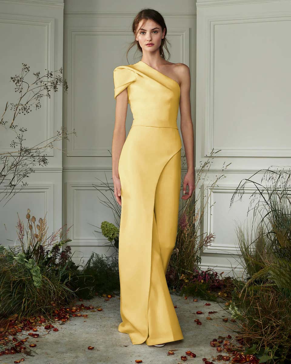 Chic White One-Shoulder Irregular Long Party Jump Suit