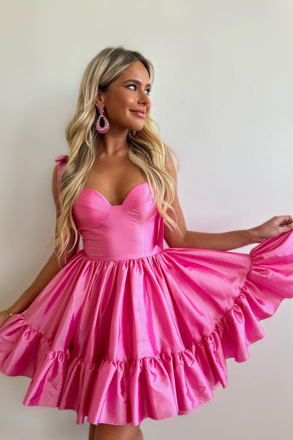 Simple Pink Corset A-Line Ruched Short Homecoming Dress/Mini Dress