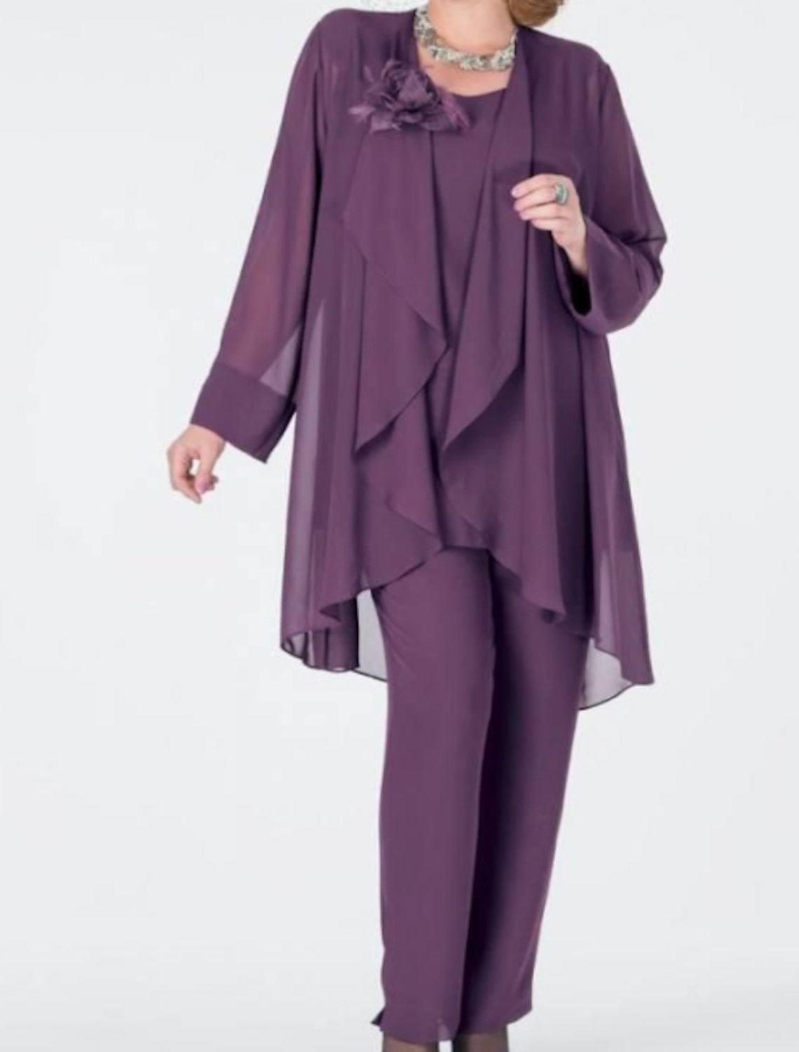 Elegant Chiffon Mother of the Bride Pantsuits with Jacket