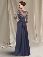 Floor-Length A-Line Mother of the Bride Dresses with Jewel Neckline