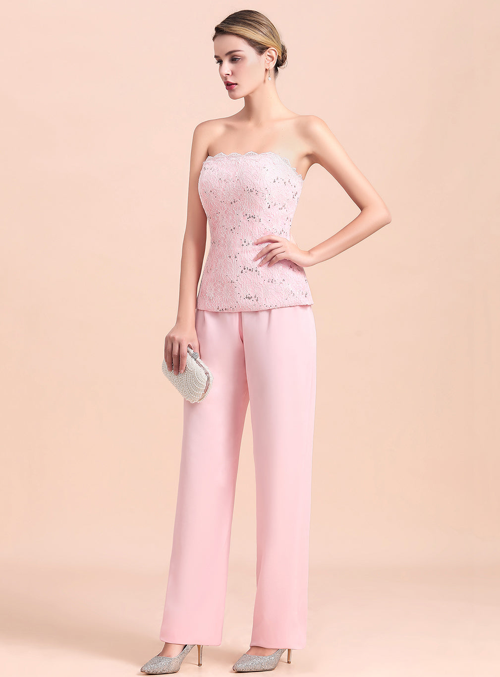 Strapless Sleeveless Appliques Jumpsuit-koscy